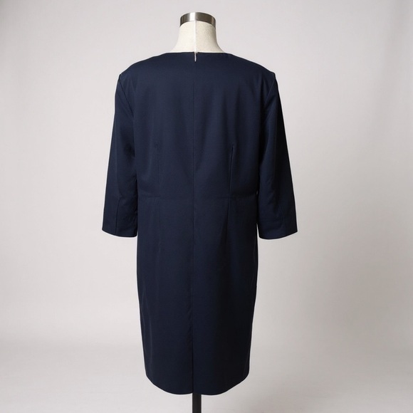 MM LaFleur Navy Blue 3/4 Sleeve Sheath Work Dress Size 12 - Picture 6 of 11